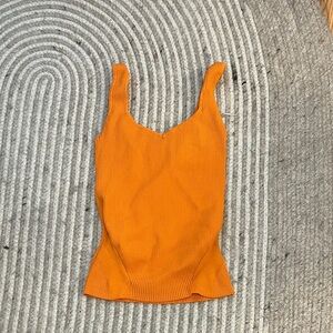 Vintage House of Harlow 1960 Bright Orange ribbed Tank top size xs